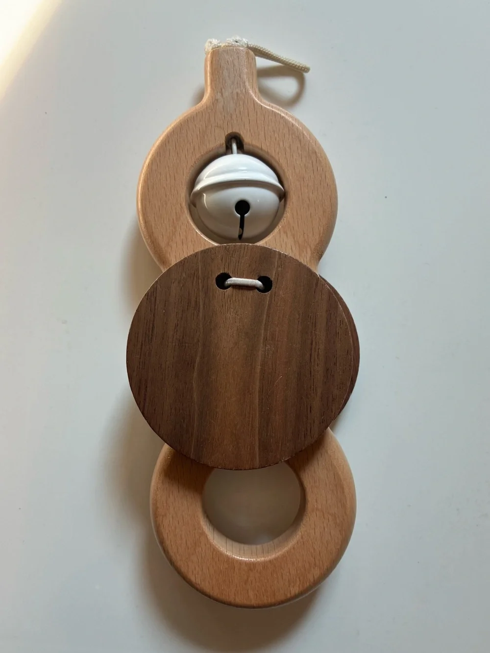 Replacement LOVEVERY Play Gym Wooden Rattle & Bell Toy Batting Ring EUC